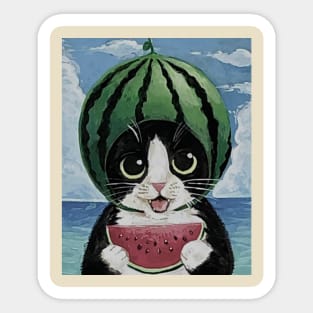 Watermelon Cat Sticker